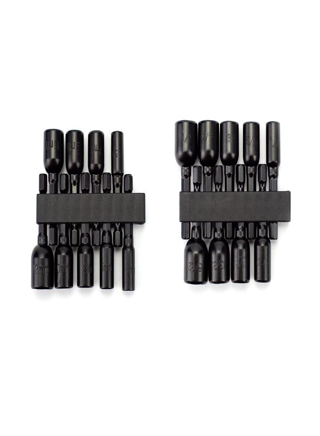VCT 18 Pc Impact Magnetic Nut Driver Bit Set, SAE & Metric 1/4" to 1/2", & 5mm to 12mm, 48mm Length, Alloy Steel, 1/4" Hex Nut Driver Set - Image 1