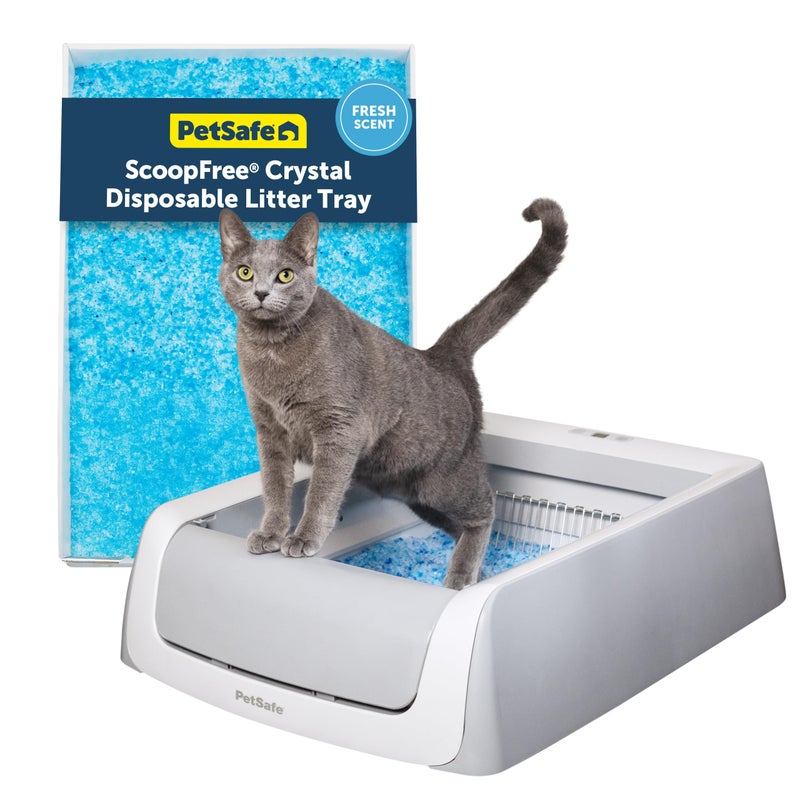 PetSafe ScoopFree Crystal Pro Legacy Self-Cleaning Automatic Litter Box - Uncovered Motion-Sensing Cat Box with Integrated Health Counter - Includes 1 Disposable Crystal Litter Tray - Image 1