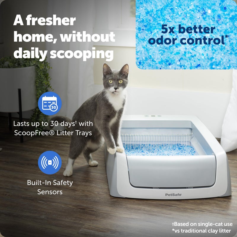 PetSafe ScoopFree Crystal Pro Legacy Self-Cleaning Automatic Litter Box - Uncovered Motion-Sensing Cat Box with Integrated Health Counter - Includes 1 Disposable Crystal Litter Tray - Image 2