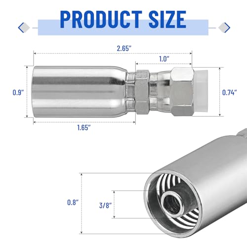 Racewill 12 Pack Hydraulic Hose End Fittings: 3/8" I.D. Hose x 3/8" JIC 37° Female With Protection Cover Hydraulic End Swivel Crimp Fitting - Image 2