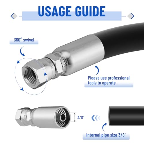 Racewill 12 Pack Hydraulic Hose End Fittings: 3/8" I.D. Hose x 3/8" JIC 37° Female With Protection Cover Hydraulic End Swivel Crimp Fitting - Image 3