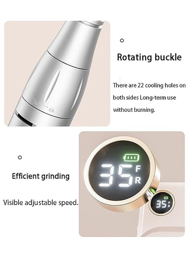 عام ملف أظافر كهربائي بنسخة المنزل، يعمل بسرعة 35000 دورة في الدقيقة، مثالي للأظافر الاكريليك، يأتي مع 6 قطع وبطارية قابلة للشحن بسعة 1200 مللي أمبير، مجموعة أظافر وباديكير محمولة - Image 2