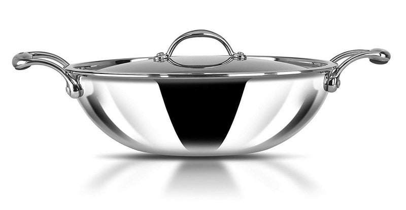 Stainless Steel Triply Kadhai with LidKadai for Cooking Stainless Steel Cookware Triply Kadai Induction Gas Stove Compatible 33 L 26 cm  - Image 2