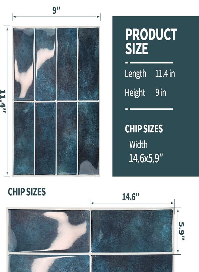 DAGOU Peel and Stick Backsplash 3D Wall Tiles,Self-Adhesive,Oil Proof,Waterproof, Removable Wall Panels for Kitchen & Bathroom,Modern Design, Easy Install (10.7ft，12x9 inch,14 Pack) (Blue) - Image 2