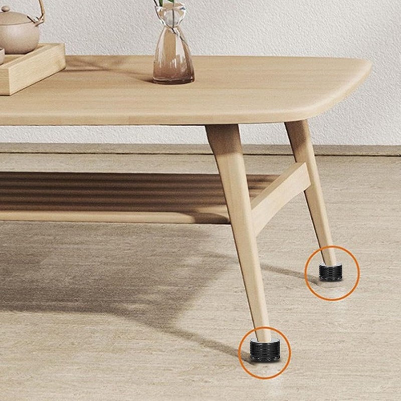 Eujgoov Adjustable Bed Frame Support Leg 2 Pcs 23-37mm Heavy Duty Aluminum Alloy Sofa Table Riser with Anti Slip Pads (Glossy Black) - Image 4