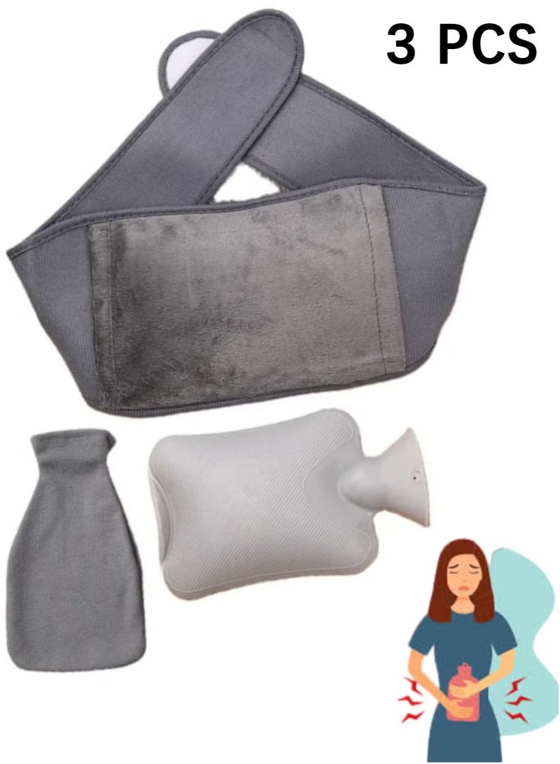 breathe Water Bottle with Cat Design, Triple with Velvet Cloth Cover and Waist Belt for Heat and Cold Therapy to Relieve Back Pain - Image 1