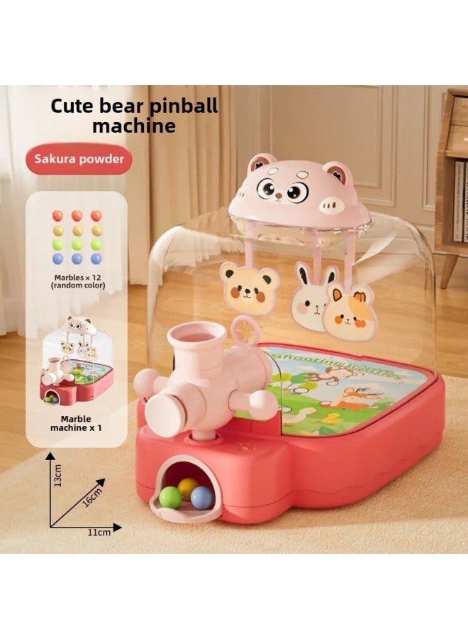 2025 Electric Pinball Machine Shooting Game Machine Beading Concentration Parent-child Children's Toys Boys And Girls-Color:Hand-eye Coordination | Puzzle And Fun | Abs Material-Specification:Sakura Pink丨cute Bear Pinball Machine [12 Marbles + Exquisite Pinball Machine] - Image 1