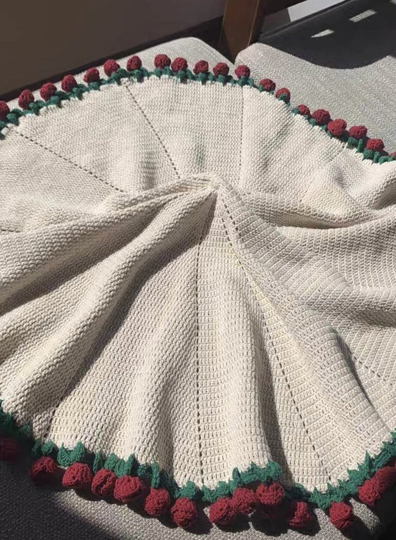 Romantic Rose Floral Blanket DIY Handmade Material Package Yarn Ball Kits And Tool Sets Lovely Careful Anniversary Valentine's Day Birthday Gift For Lover Wife Mom Wondelful Floral Exquisite Blanket - Image 4