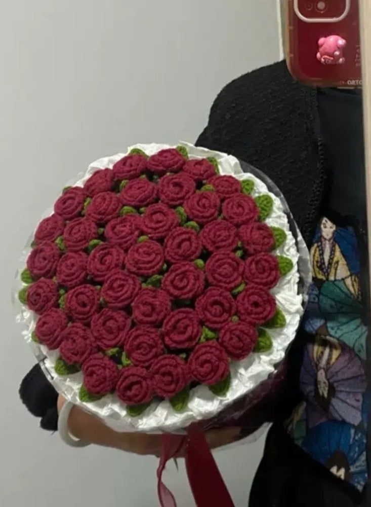 Romantic Rose Floral Blanket DIY Handmade Material Package Yarn Ball Kits And Tool Sets Lovely Careful Anniversary Valentine's Day Birthday Gift For Lover Wife Mom Wondelful Floral Exquisite Blanket - Image 5