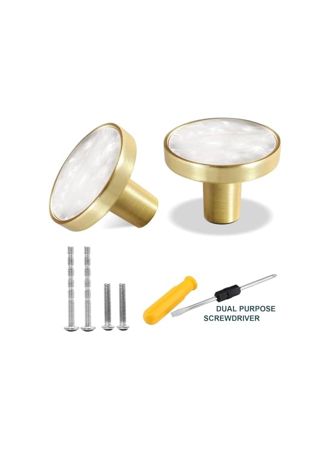 promass 12 Pack Gold Knobs for Dresser Drawers, Pulls Cabinet Drawer Dresser Knobs, Brass Dresser Knobs Round Cabinet Knobs for Kitchen Cabinet Cupboard Door Decorative Furniture Hardware, White - Image 5