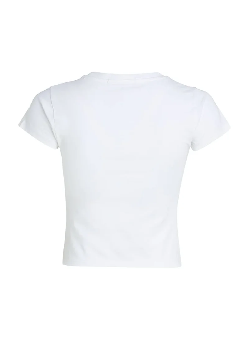 Calvin Klein Jeans Women's Slim Cropped Logo T-Shirt -  cotton stretch jersey, White