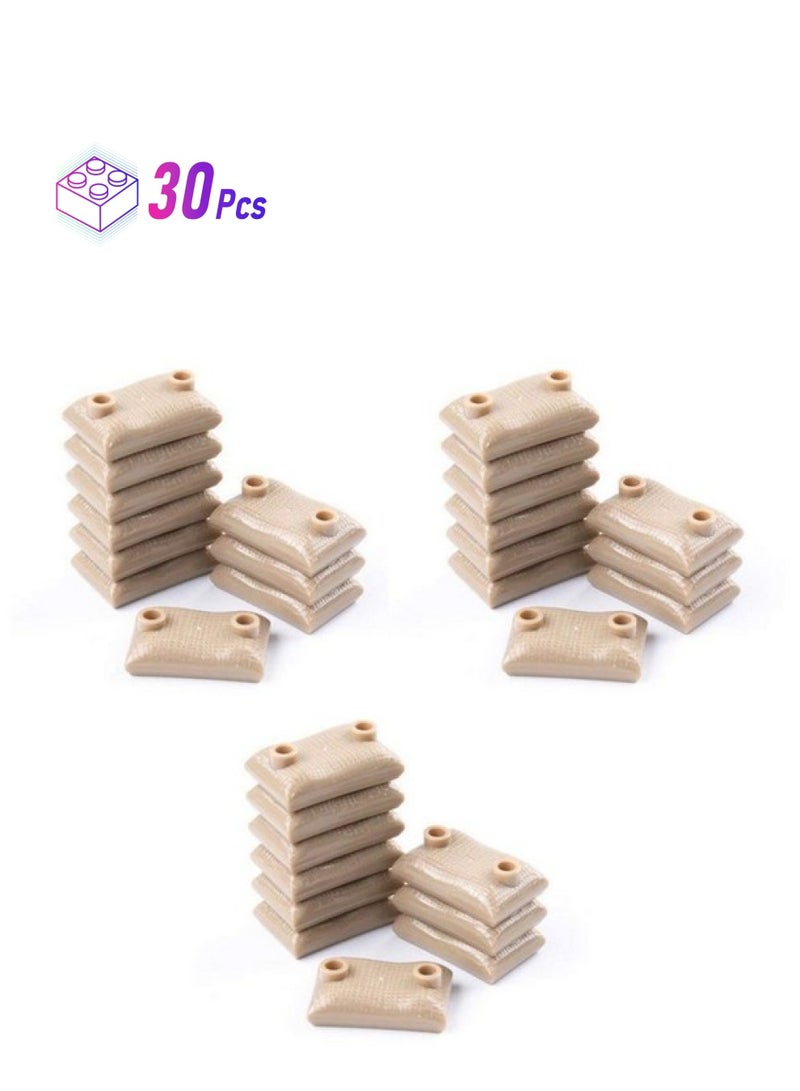 Custom Tan Army Sandbags Designed For Modular Toy Brick Building Blocks 30 Piece Toy Sandbag Military Playset  - Image 1