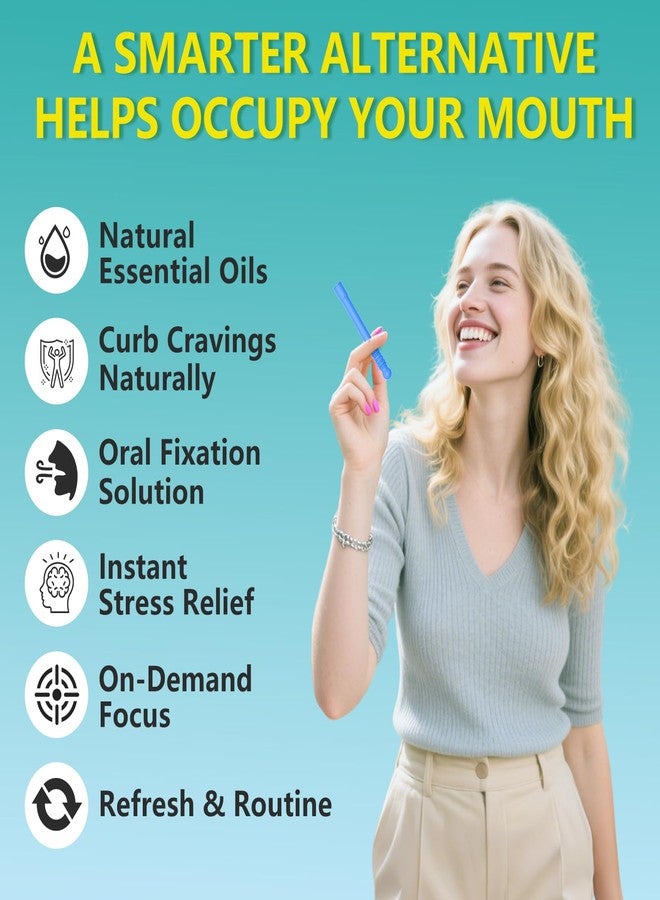 6PCS Chewable Essential Oil Breath Stick, Pure-Locked Flavor Chew Stick with 12 ExtraThick Refill Cores for Long-Lasting Freshness, Aroma Oral Sensory Fidget Tool for Habit Support - Image 2