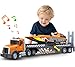 spring flower SpringFlower 3 4 5 6 Boy Toys Extra Large Truck Toy with Sounds  Lights 21 Semi Truck Toy Flatbed Transport Boat Vehicle2 in 1 Kids Boy Toddlers Age 3 4 5 6 7 Birthday Gifts - Image 2