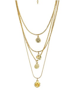 Just Peachy Just Peachy Gold-Plated Layered Chain Necklace - Elegant Multi-Strand Design | Stylish & Versatile Accessory | Perfect for Casual & Formal Wear | High-Quality Gold-Plating | Ideal Gift for Women  - Image 1