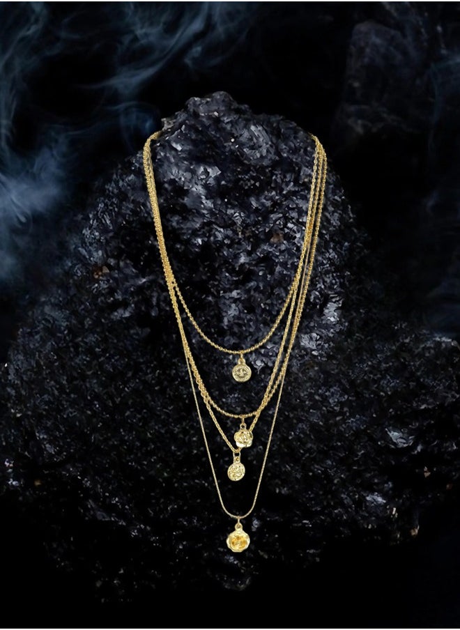 Just Peachy Just Peachy Gold-Plated Layered Chain Necklace - Elegant Multi-Strand Design | Stylish & Versatile Accessory | Perfect for Casual & Formal Wear | High-Quality Gold-Plating | Ideal Gift for Women  - Image 3