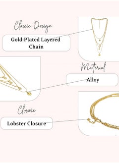 Just Peachy Just Peachy Gold-Plated Layered Chain Necklace - Elegant Multi-Strand Design | Stylish & Versatile Accessory | Perfect for Casual & Formal Wear | High-Quality Gold-Plating | Ideal Gift for Women  - Image 4