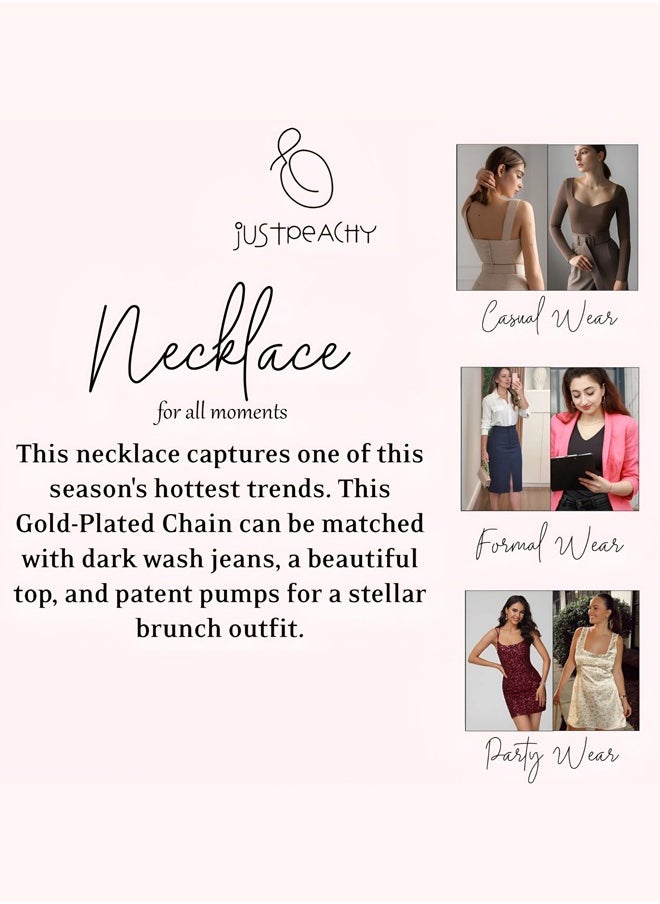 Just Peachy Just Peachy Gold-Plated Layered Chain Necklace - Elegant Multi-Strand Design | Stylish & Versatile Accessory | Perfect for Casual & Formal Wear | High-Quality Gold-Plating | Ideal Gift for Women  - Image 5