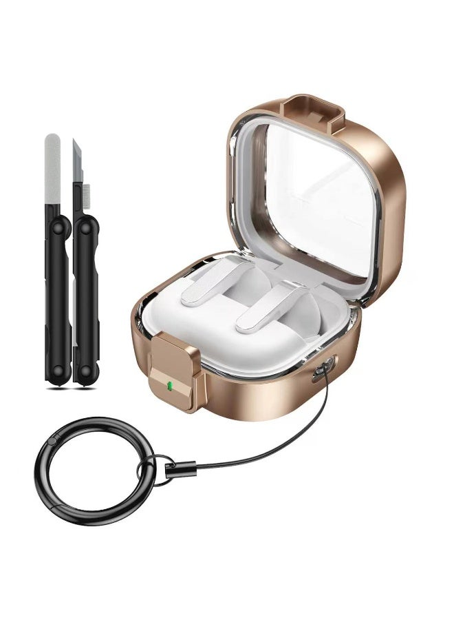 SANMUDII Samsung Galaxy Buds 4/Buds 4 Pro Earbud Case — Made from ABS material, this case offers comprehensive protection, is scratch-resistant and durable, and provides shock and drop protection. It comes with a lanyard and a cleaning kit (Transparent Rose Gold) - Image 1