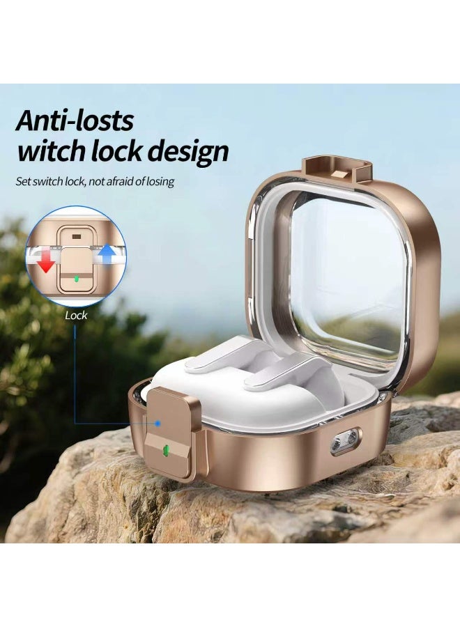 SANMUDII Samsung Galaxy Buds 4/Buds 4 Pro Earbud Case — Made from ABS material, this case offers comprehensive protection, is scratch-resistant and durable, and provides shock and drop protection. It comes with a lanyard and a cleaning kit (Transparent Rose Gold) - Image 3