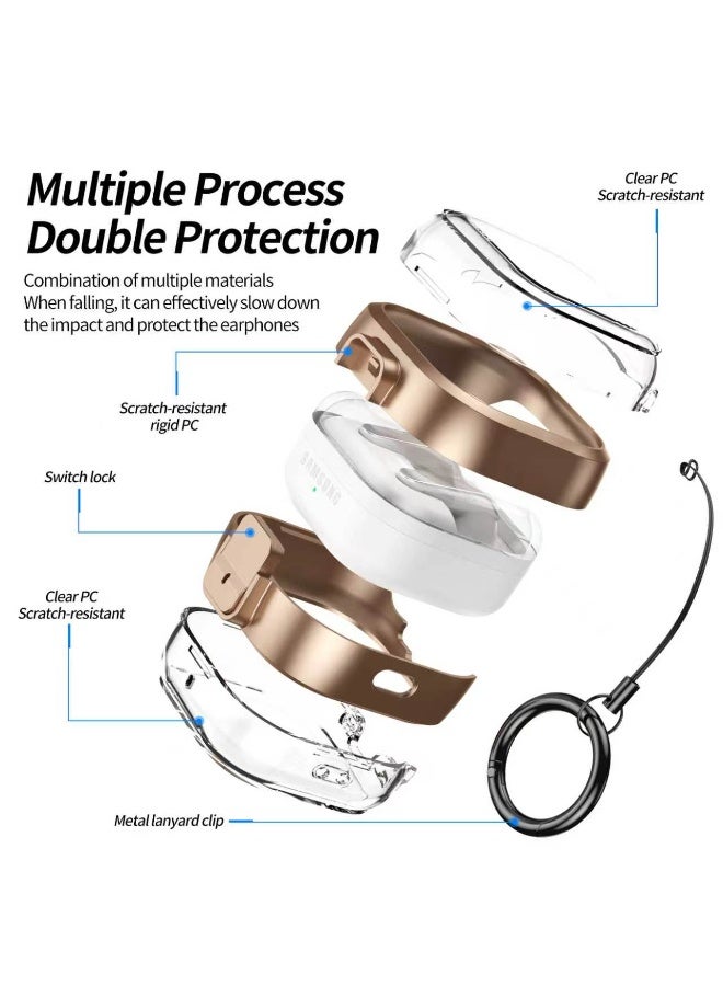 SANMUDII Samsung Galaxy Buds 4/Buds 4 Pro Earbud Case — Made from ABS material, this case offers comprehensive protection, is scratch-resistant and durable, and provides shock and drop protection. It comes with a lanyard and a cleaning kit (Transparent Rose Gold) - Image 5