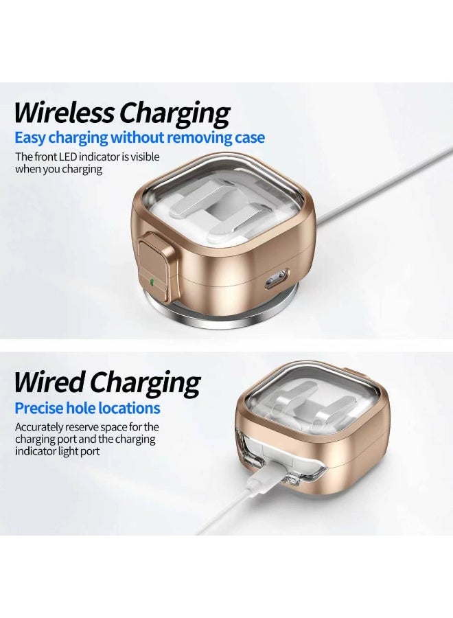 SANMUDII Samsung Galaxy Buds 4/Buds 4 Pro Earbud Case — Made from ABS material, this case offers comprehensive protection, is scratch-resistant and durable, and provides shock and drop protection. It comes with a lanyard and a cleaning kit (Transparent Rose Gold) - Image 4
