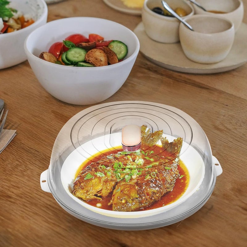 غطاء واقي متعدد الوظائف للطعام مع غطاء، غطاء طبق عازل أبيض لتخزين الطعام في المطبخ وحماية البقايا - Image 4