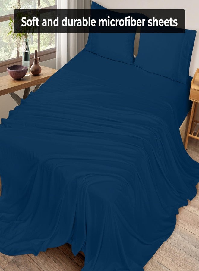 Royale Linens Twin XL Flat Sheet - Ultra Soft Brushed 1800 Microfiber Flat Sheets Only - Wrinkle Free & Stain Resistant - Hotel Quality Top Sheet for Bed (Twin XL, Navy) - Image 4