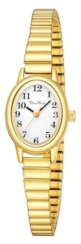 Diaofendi Petite Women's Easy Reader Watch, Analog Women Watch with Stainless Steel Expansion Band, Water Resistant (Gold, M(5.9"-7.5")) - Image 1