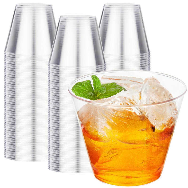 RACETOP RACETOP 200 Pack 9 oz Clear Plastic Cups for Party  Disposable Clear Cup  Disposable Cups  Wine Glasses Cups  Plastic Cocktail Glasses - Image 1