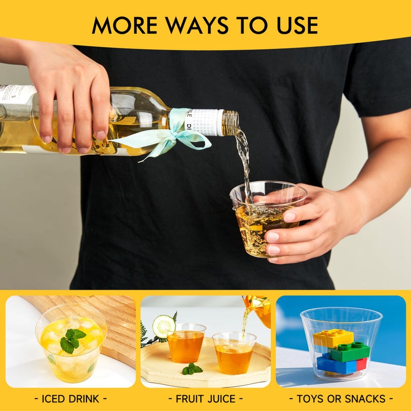 RACETOP RACETOP 200 Pack 9 oz Clear Plastic Cups for Party  Disposable Clear Cup  Disposable Cups  Wine Glasses Cups  Plastic Cocktail Glasses - Image 5