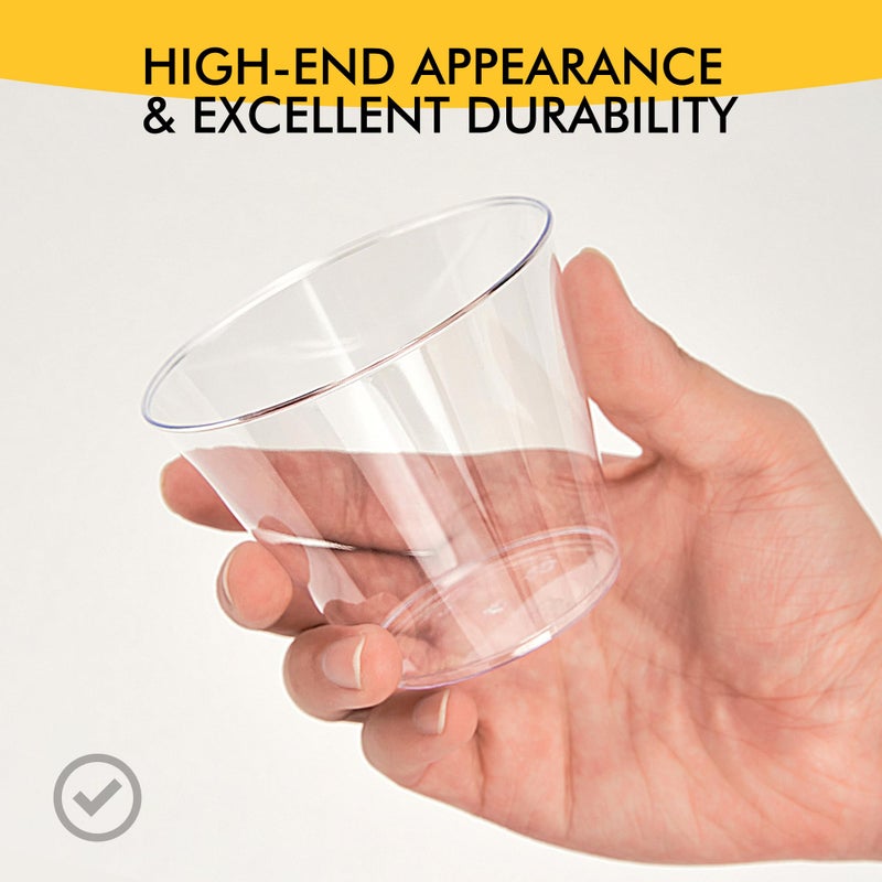 RACETOP RACETOP 200 Pack 9 oz Clear Plastic Cups for Party  Disposable Clear Cup  Disposable Cups  Wine Glasses Cups  Plastic Cocktail Glasses - Image 3