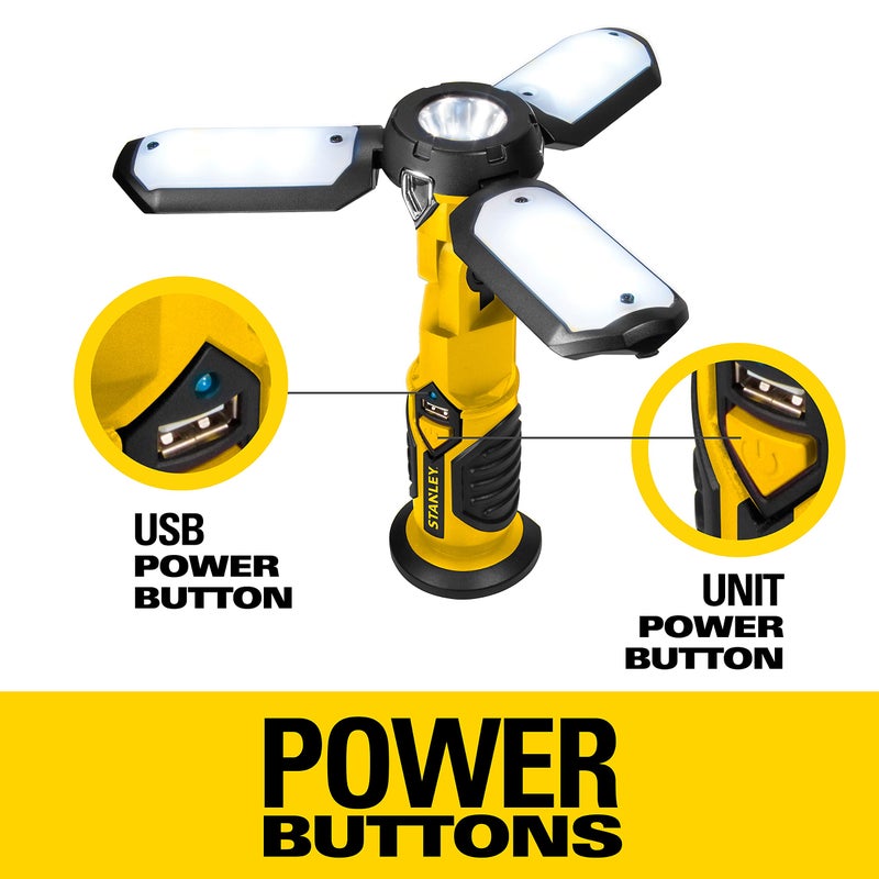 STANLEY SAT3S Rechargeable 1000 Lumen Lithium Ion LED Work Light with USB Power Charger - Image 2
