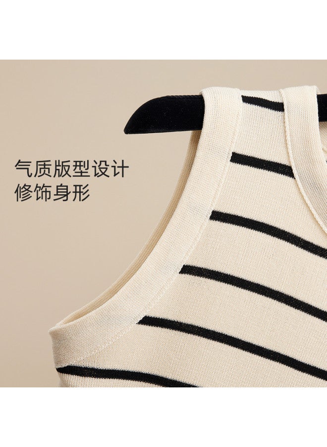 Modal Striped Knitted Camisole Top For Women, Design-Forward Niche Series Sleeveless Short Crop Top - Image 4