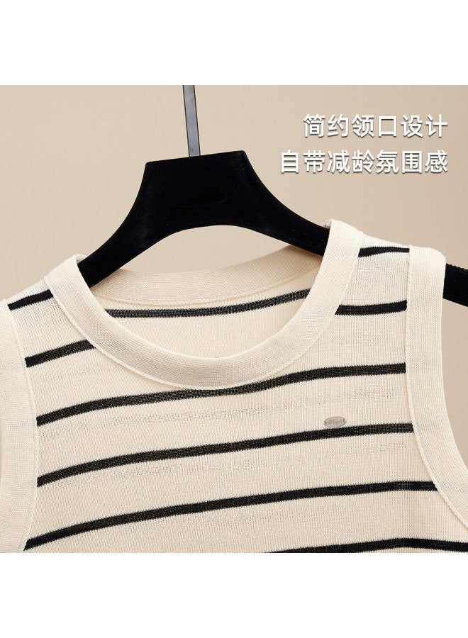 Modal Striped Knitted Camisole Top For Women, Design-Forward Niche Series Sleeveless Short Crop Top - Image 5