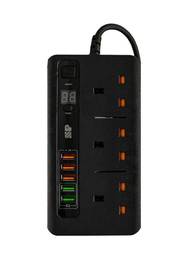 iSNUP Smart Timer Power Strip with 3 AC Outlets and 5 USB Ports Black  - Image 1