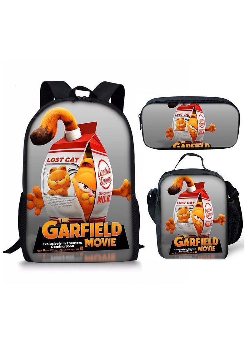 Garfield - New Style Cartoon Student Backpack Three-Piece Set 29*42*16cm - Image 1