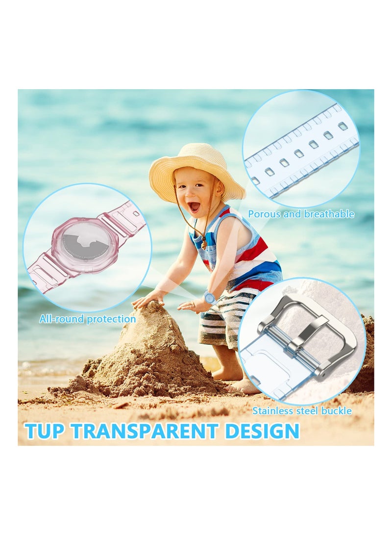 KASTWAVE 2 Pack for AirTag Bracelet for Kids,TPU Watch Band Holder Compatible with Apple Air Tag, Adjustable Wristband for Airtag Accessories for Toddler Baby Children Elders (Blue+Pink) - Image 5