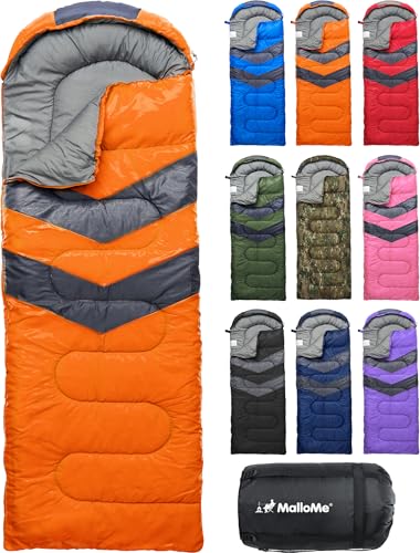 MalloMe Sleeping Bags for Adults Cold Weather Warm Backpacking Camping Sleeping Bag for Kids 1012 Girls Boys Lightweight Compact Camping Essentials Gear Accessories Hiking Sleep Must Haves - Image 1