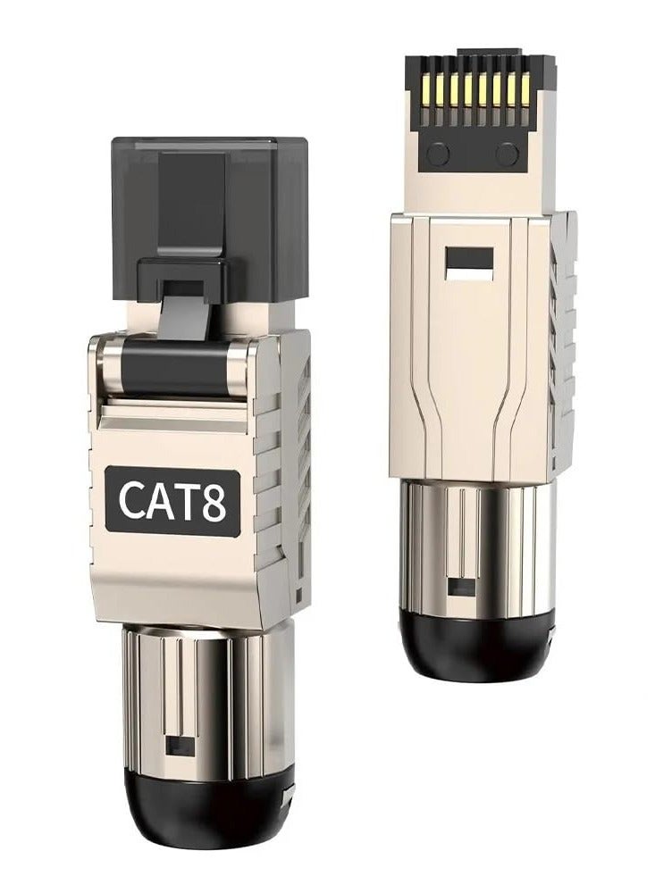 Excefore RJ45 Connectors Tool Free Cat 8, Cat8 Field Termination Plug Shielded RJ45 Modular Plugs for 2000MHz 2GHz 40G Double Shielded Solid LAN Cable 22AWG-24AWG (2-Pack)  - Image 1