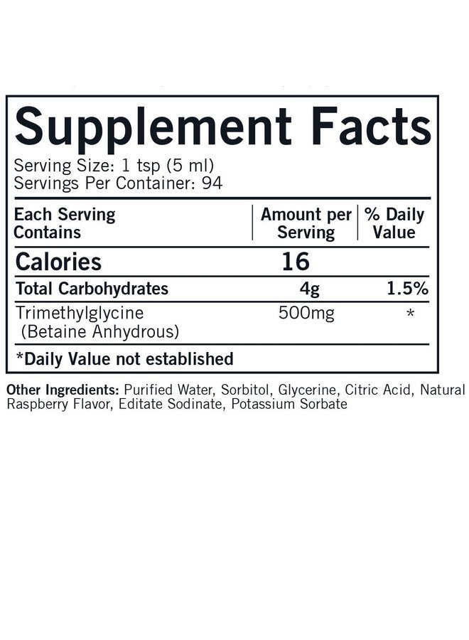 Kirkman - TMG (Trimethylglycine) Liquid - 16 Fl oz - Supports Serotonin Levels - Methylation Support - Natural Raspberry Flavor - Image 2