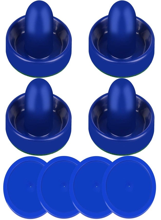 ONE250 Air Hockey Pushers and Blue Air Hockey Pucks, Goal Handles Paddles Replacement Accessories for Game Tables (4 Striker, 4 Puck Pack) (Blue & Blue) - Image 1