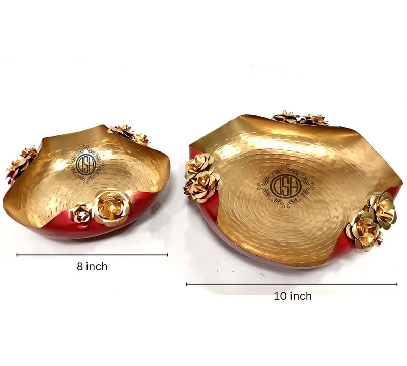 DSH Urli Bowl for Floating Flowers and Candles (Red and Gold) - Set of 2 - Image 2