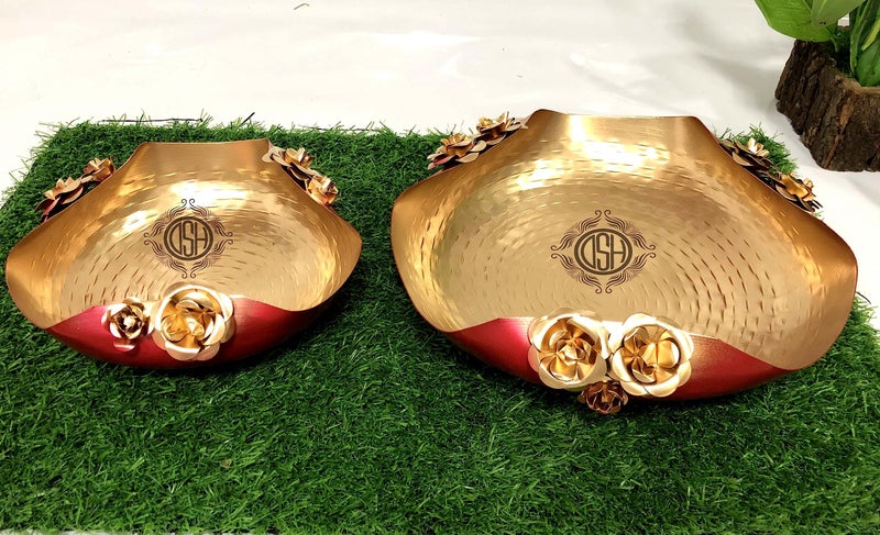 DSH Urli Bowl for Floating Flowers and Candles (Red and Gold) - Set of 2 - Image 4