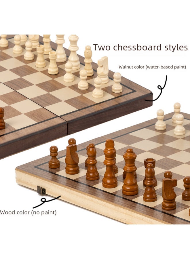 "مجموعة كبيرة من الخشب الصلب مزدوجة الملكة لعبة الشطرنج المغناطيسية لعبة شطرنج قابلة للطي ألعاب تعليمية للبالغين والأطفال" - Image 2