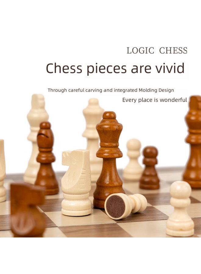 "مجموعة كبيرة من الخشب الصلب مزدوجة الملكة لعبة الشطرنج المغناطيسية لعبة شطرنج قابلة للطي ألعاب تعليمية للبالغين والأطفال" - Image 4