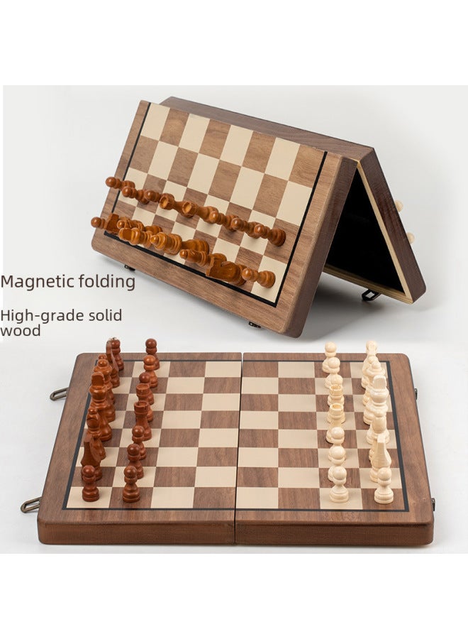 "مجموعة كبيرة من الخشب الصلب مزدوجة الملكة لعبة الشطرنج المغناطيسية لعبة شطرنج قابلة للطي ألعاب تعليمية للبالغين والأطفال" - Image 3