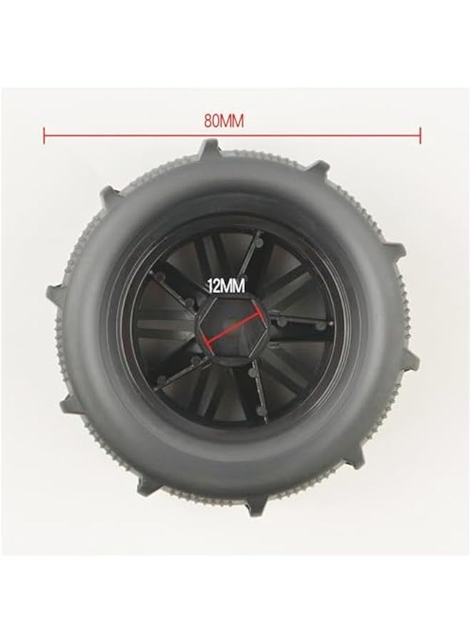 اطارات مطاطية سداسية المحور مقاس 12 ملم بمقياس 1/10 1/12 1/14 1/16 1/18 للشاطئ/الثلج/الصحراء/الطرق الوعرة متوافقة مع دبليو ال تويز 144001 (4 × اطارات مع أدوات) - Image 3