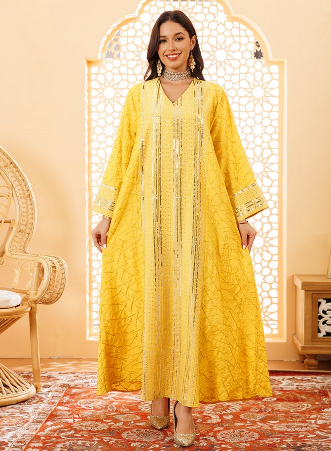 Take Two Women Yellow Sequined Embellished Jalabiya - Image 1