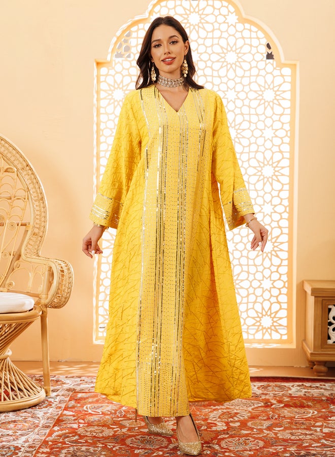 Take Two Women Yellow Sequined Embellished Jalabiya - Image 2